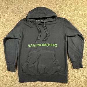 Russ Handsom(Her) Hoodie Mens Medium Black Graphic Rap Merch Double-Sided Print